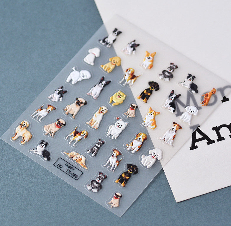 Nail Art Character Puppy Dogs Nail Stickers - 1 Sheet, Easy Nail Decoration