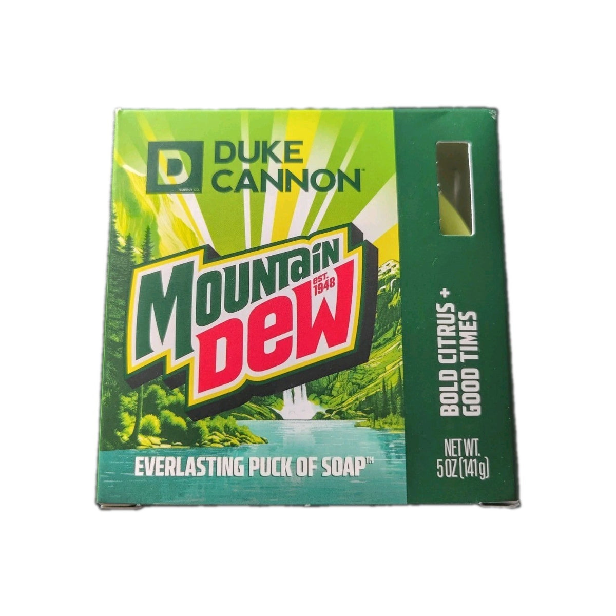 Limited Edition Duke Cannon Mountain Dew Puck of Soap 5oz - Novelty Bar