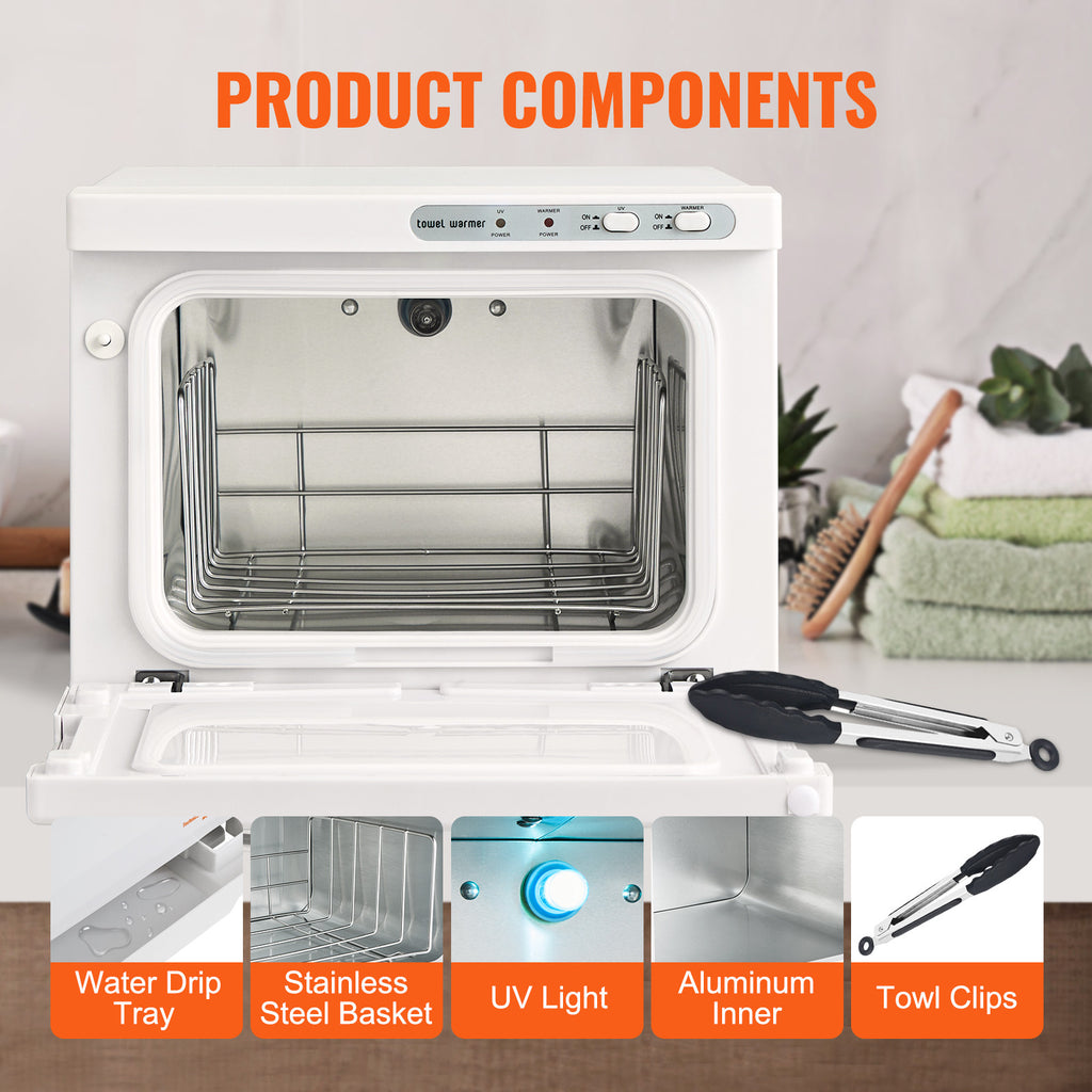 8L Stainless Steel Towel Warmer Cabinet with 360° Heating & UV Sanitizer