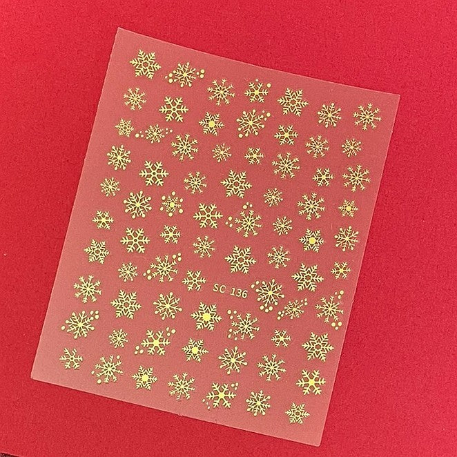Gold Christmas Nail Stickers Wreath Snowflakes Reindeer Santa DIY Nail Art