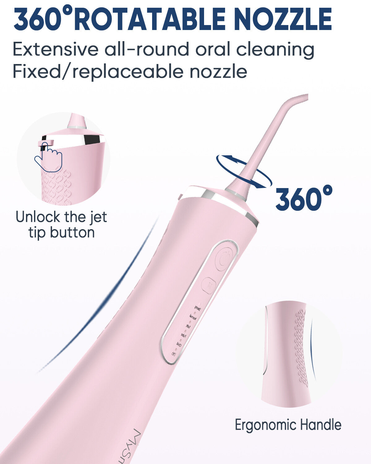 Cordless Water Flosser Dental Oral Irrigator with 8 Nozzles, 260ML Tank, Waterproof