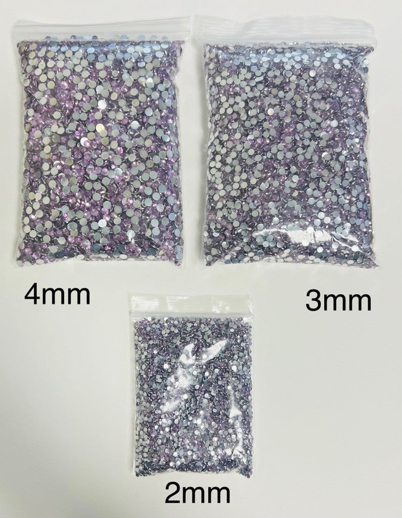 Light Purple Rhinestones Flat Back Round Jewelry Crafting Gems Multipack - 5 Sizes
