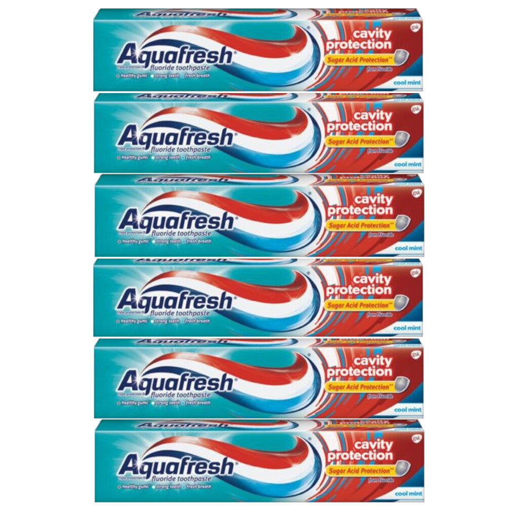 AquaFresh Cool Mint Fluoride Toothpaste 6 Pack - Cavity Protection, 5.6 oz