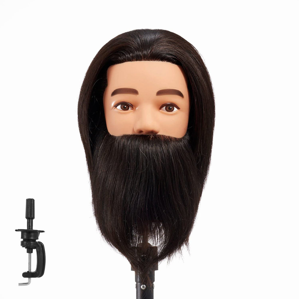 Male Mannequin Head with Human Hair for Hairdressing & Styling Practice