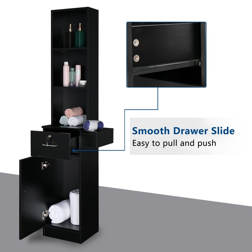 Salon Wall Mounted Storage Cabinet with Lockable Drawers & Shelves for Hairdressing Equipment