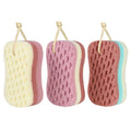 Exfoliating Bath Sponge Loofah Set - 3 Large Poufs with Hanging Rope