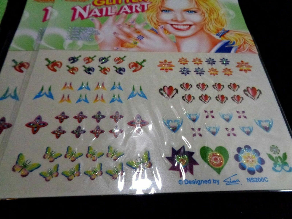 Water Transfer Glitter Nail Art Stickers - 12 Sheets Manicure Decorations