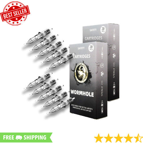 Disposable Tattoo Cartridge Needles 50Pcs Assorted Set - 1203RL-1211RL, Anti-Backflow