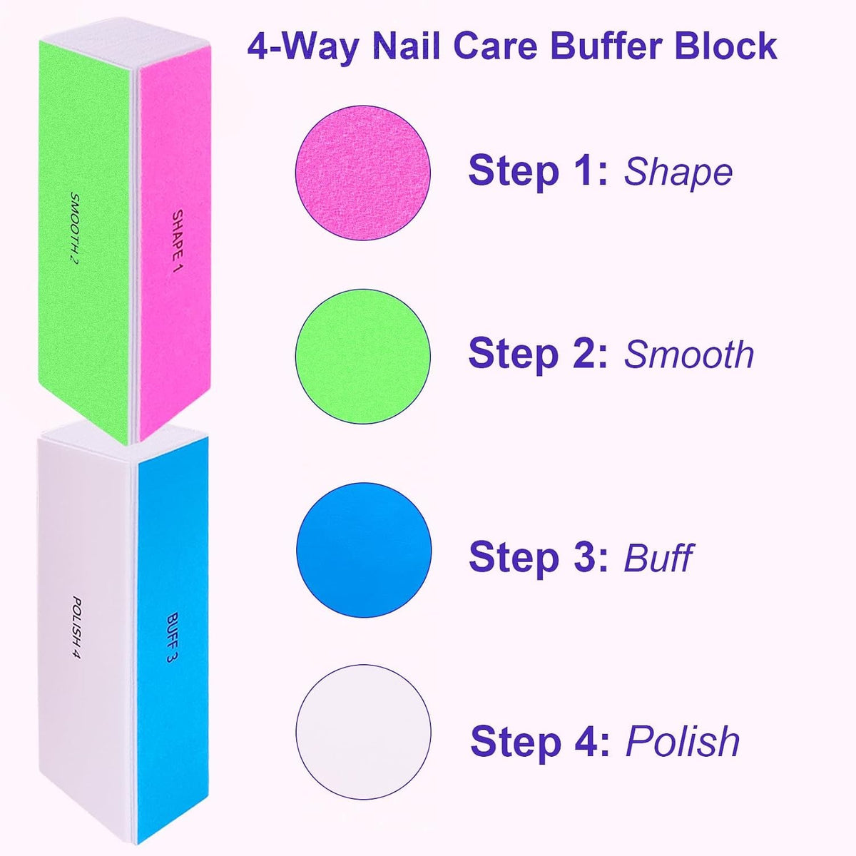 4-Way Nail Buffer Block Set - 2 Pcs for Shaping, Smoothing, Buffing & Polishing