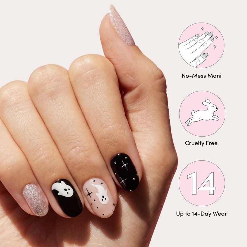 Halloween Nail Strips - Ghostly Touch Glowing in Dark 32 Glossy Designs