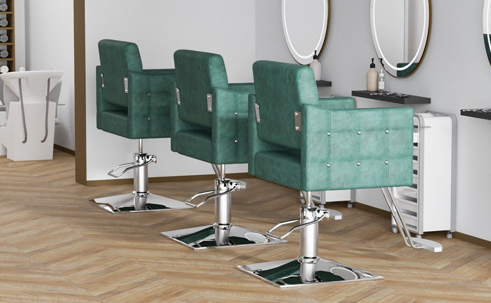 Hydraulic Barber Chair for Hair Salon & Home Use - Green