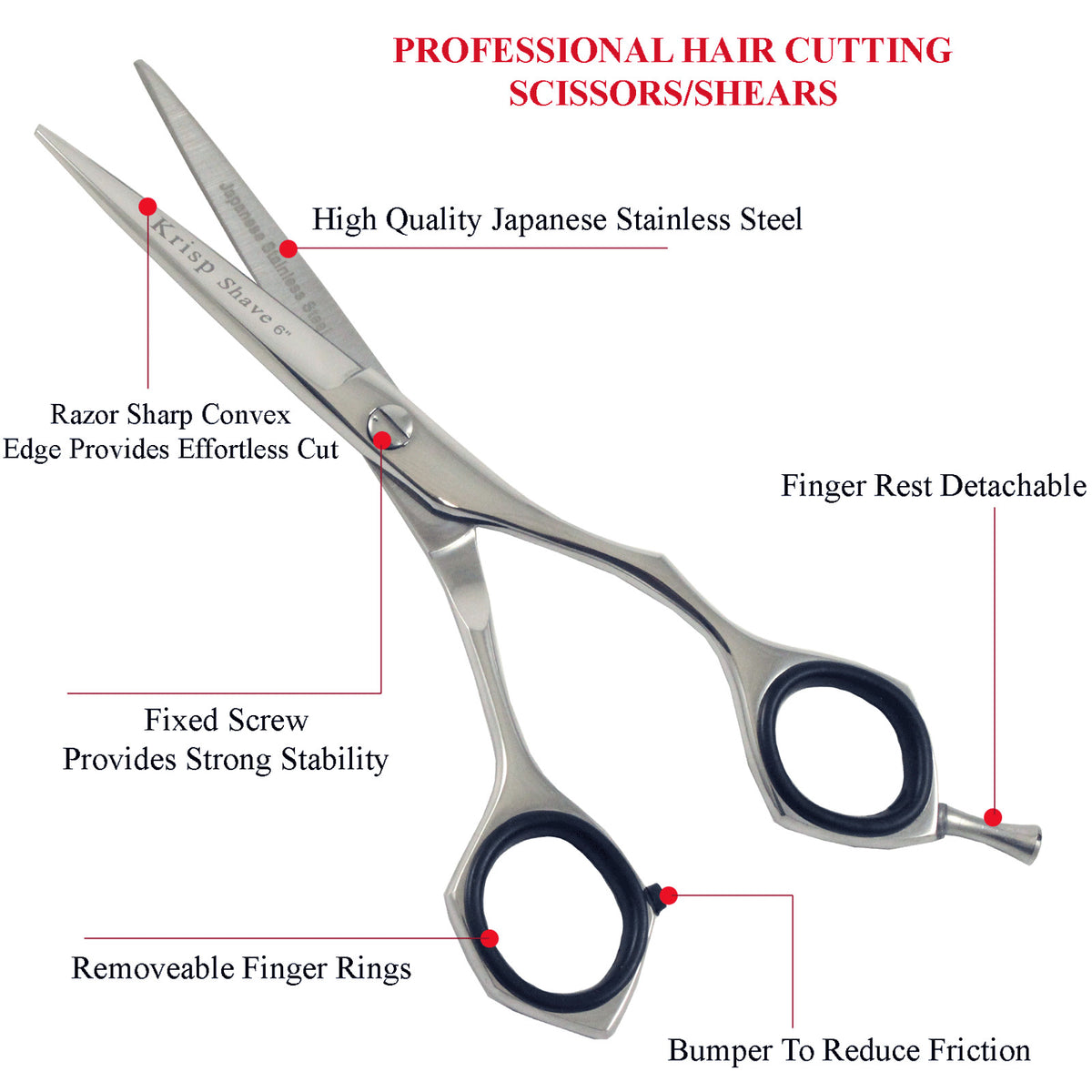 6-Inch Hairdressing & Barber Shears Stainless Steel Unisex Salon Scissors