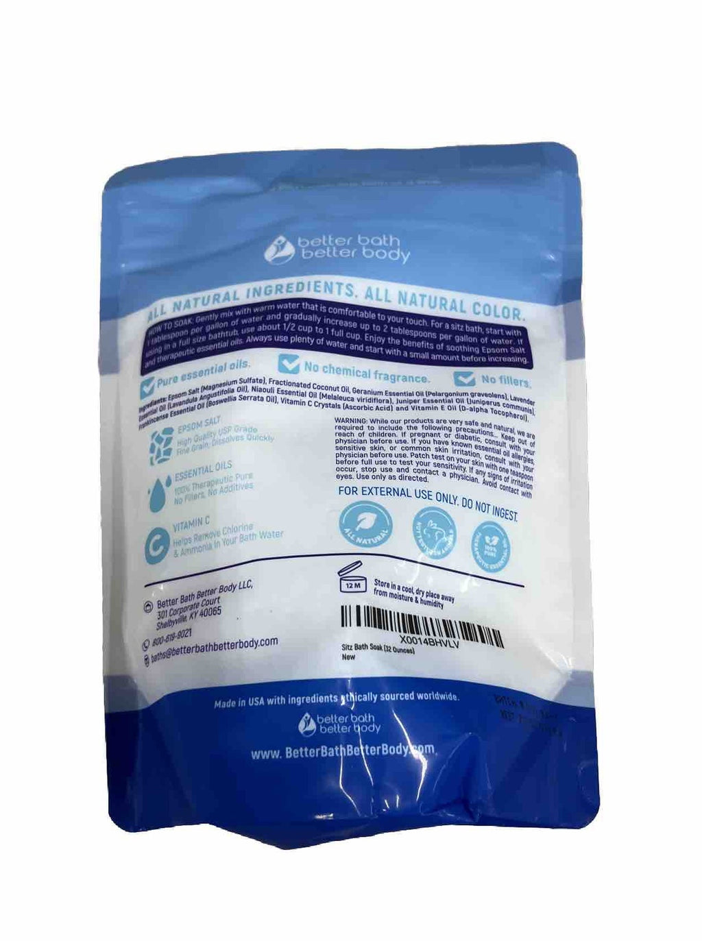 Bath Salt with Essential Oils - Juniper & Niaouli, 2 LB Natural Soak