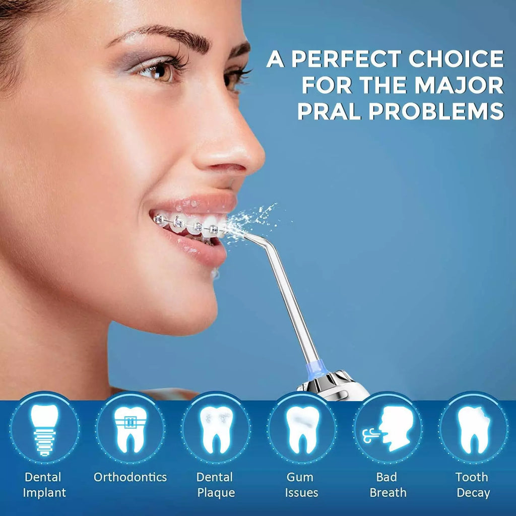 Cordless Water Flosser Dental Oral Irrigator - Rechargeable, 6 Tips, IPX7 Waterproof