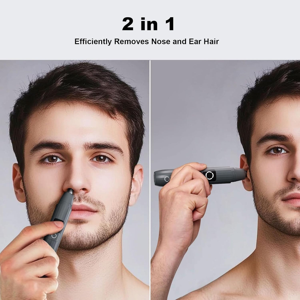 Wireless Waterproof Ear and Nose Hair Trimmer with LED Display and USB Charging