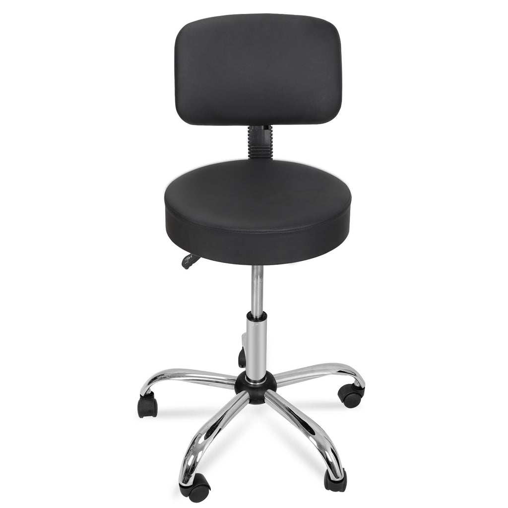Hydraulic Salon Stool with Swivel Backrest Adjustable Height & Rolling Casters