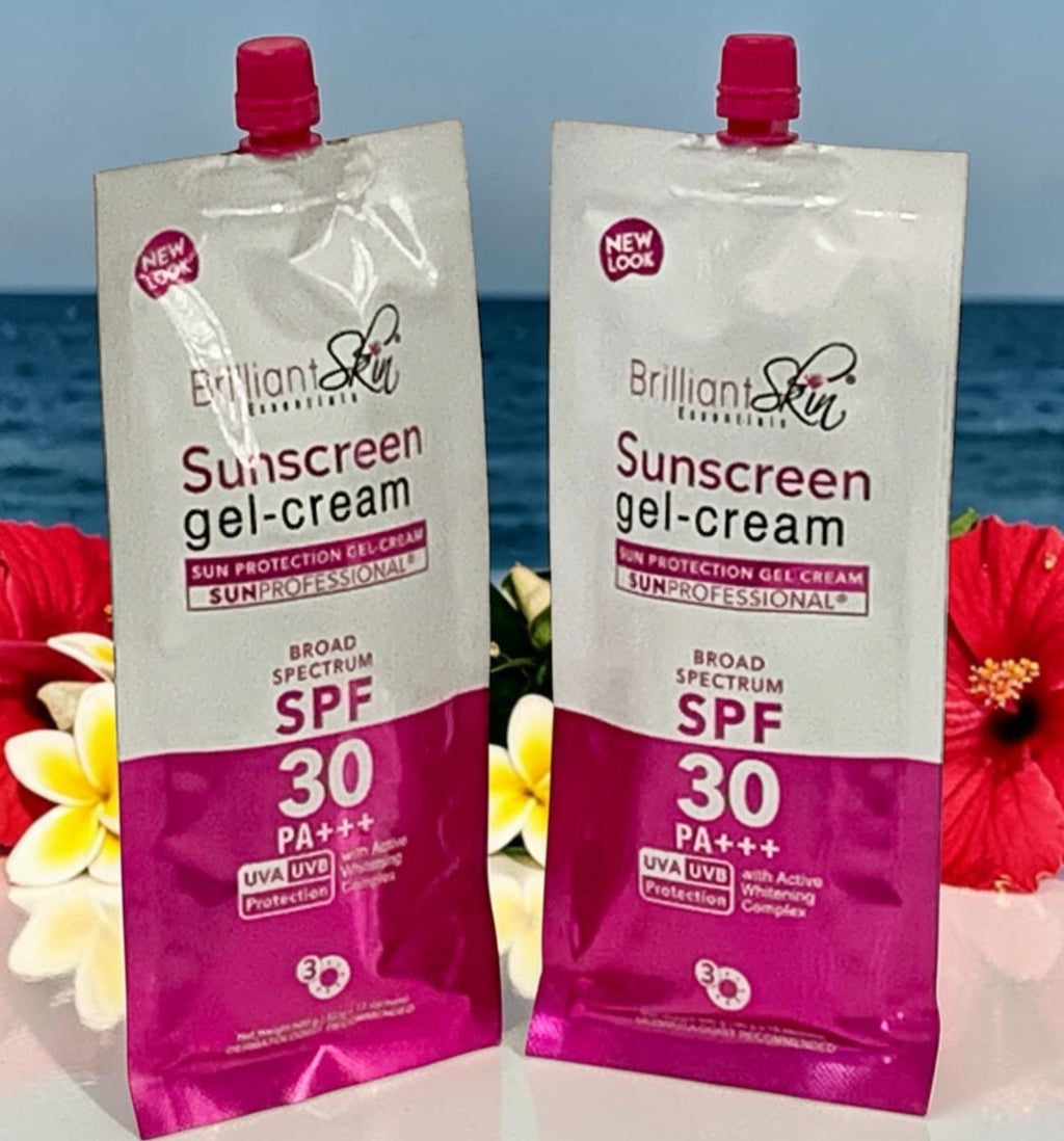 SPF30 Sunscreen Gel-Cream Set - Broad Spectrum Hydrating Face Sunblock, Sachet Pack of 2