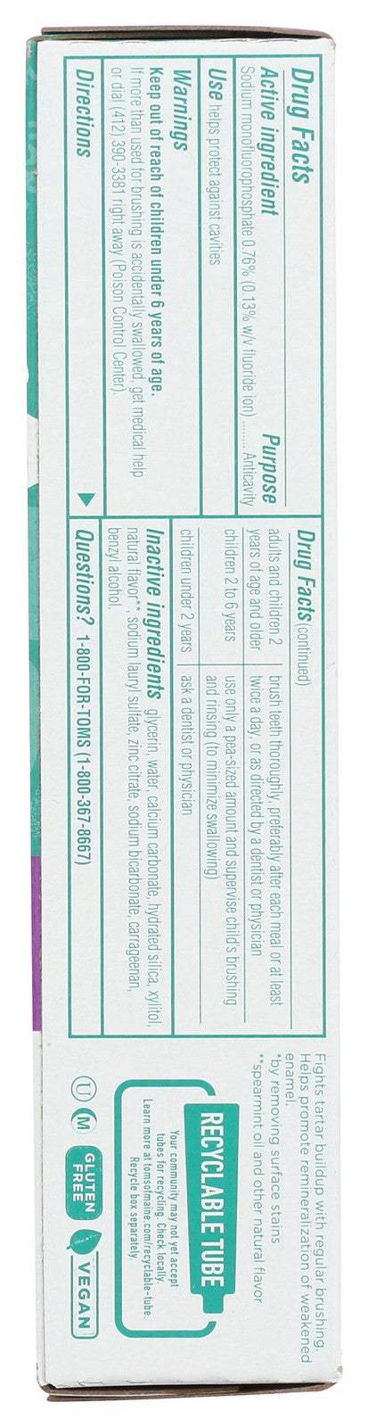 Whole Care Spearmint Fluoride Toothpaste 4 Oz Pack of 6 - Anticavity & Remineralization