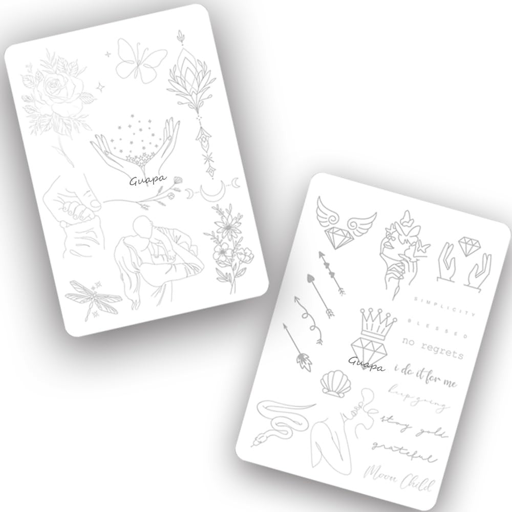 Tiny Tattoo Practice Skin – Double-Sided, Pre-Stenciled Fine Line, 1pc, Black