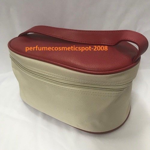 Travel Cosmetic Bag with Red Bottom and Top - New Estee Lauder Cream