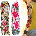 Full Arm Temporary Tattoos Set - Peony Flower Sleeve Stickers, 18 Inches
