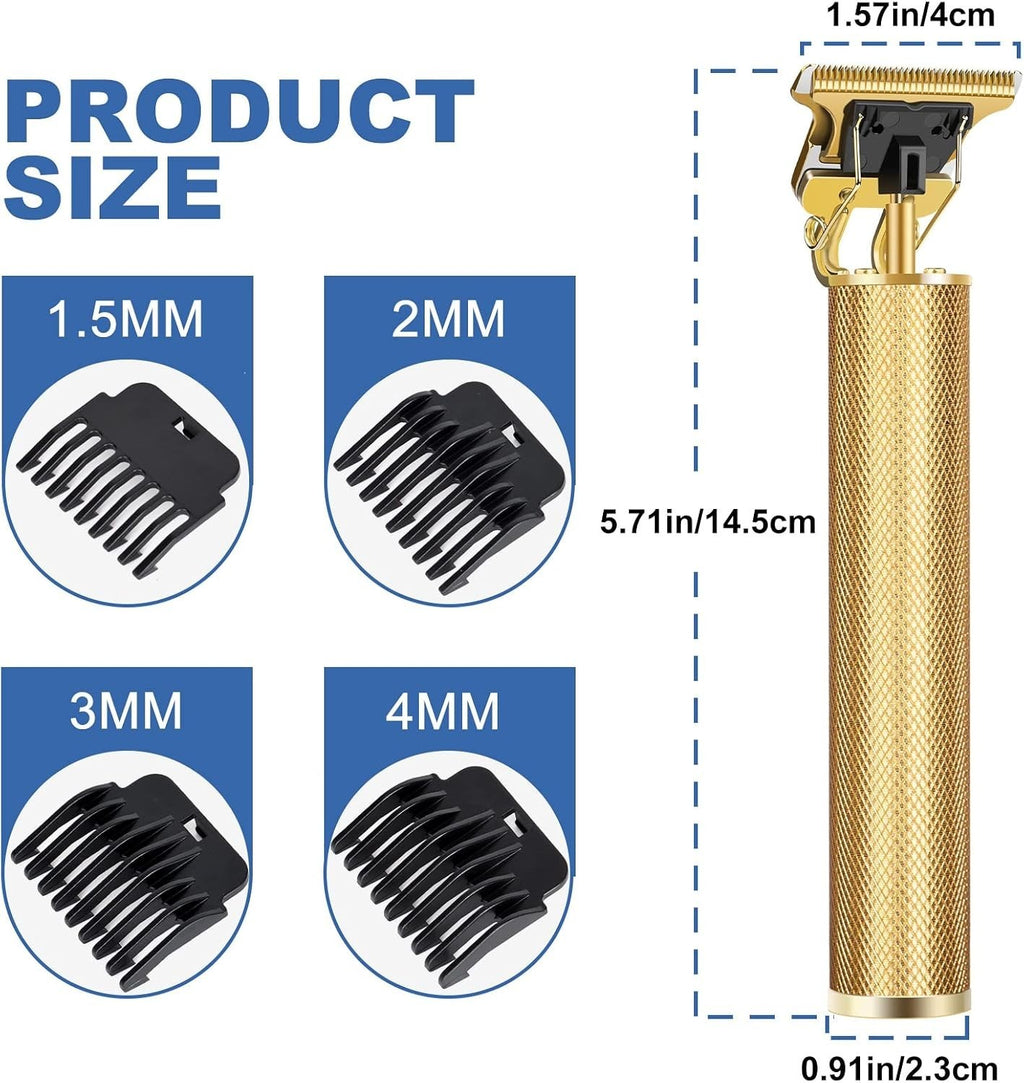 Gold Hair Clipper with Powerful Motor, 4 Guide Combs & Quiet Operation