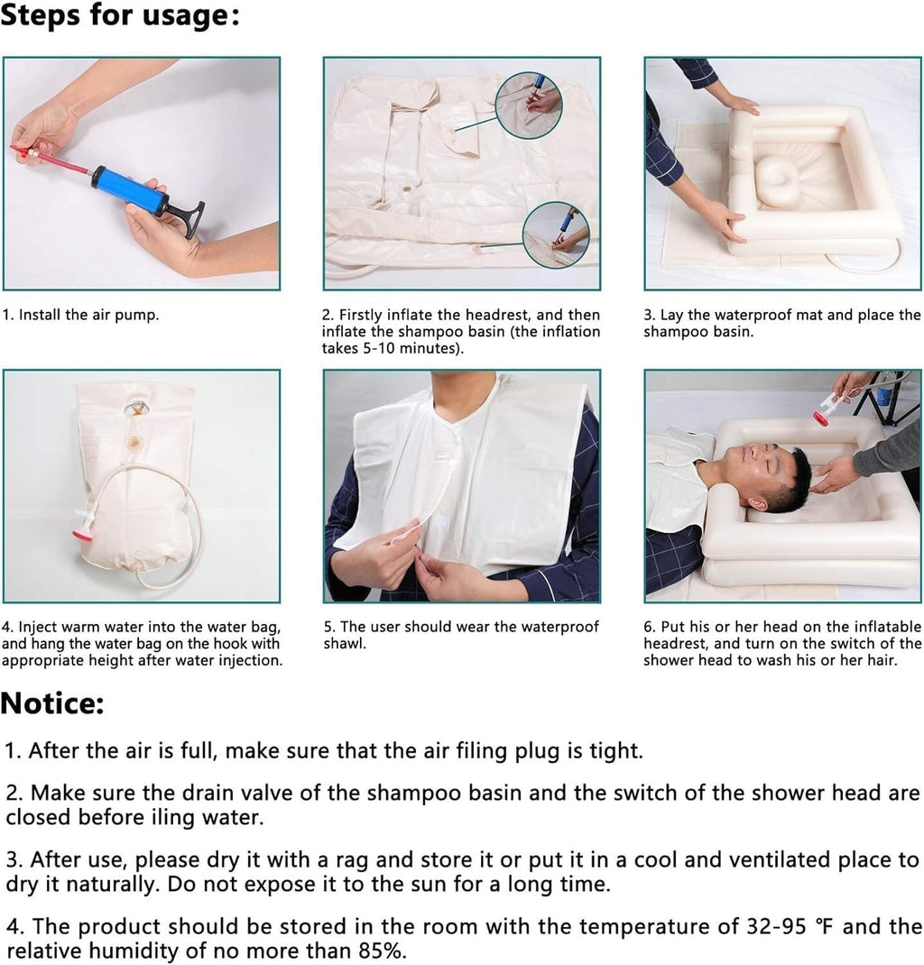 Portable Shampoo Basin for Bedside Hair Washing - Inflatable & Lightweight