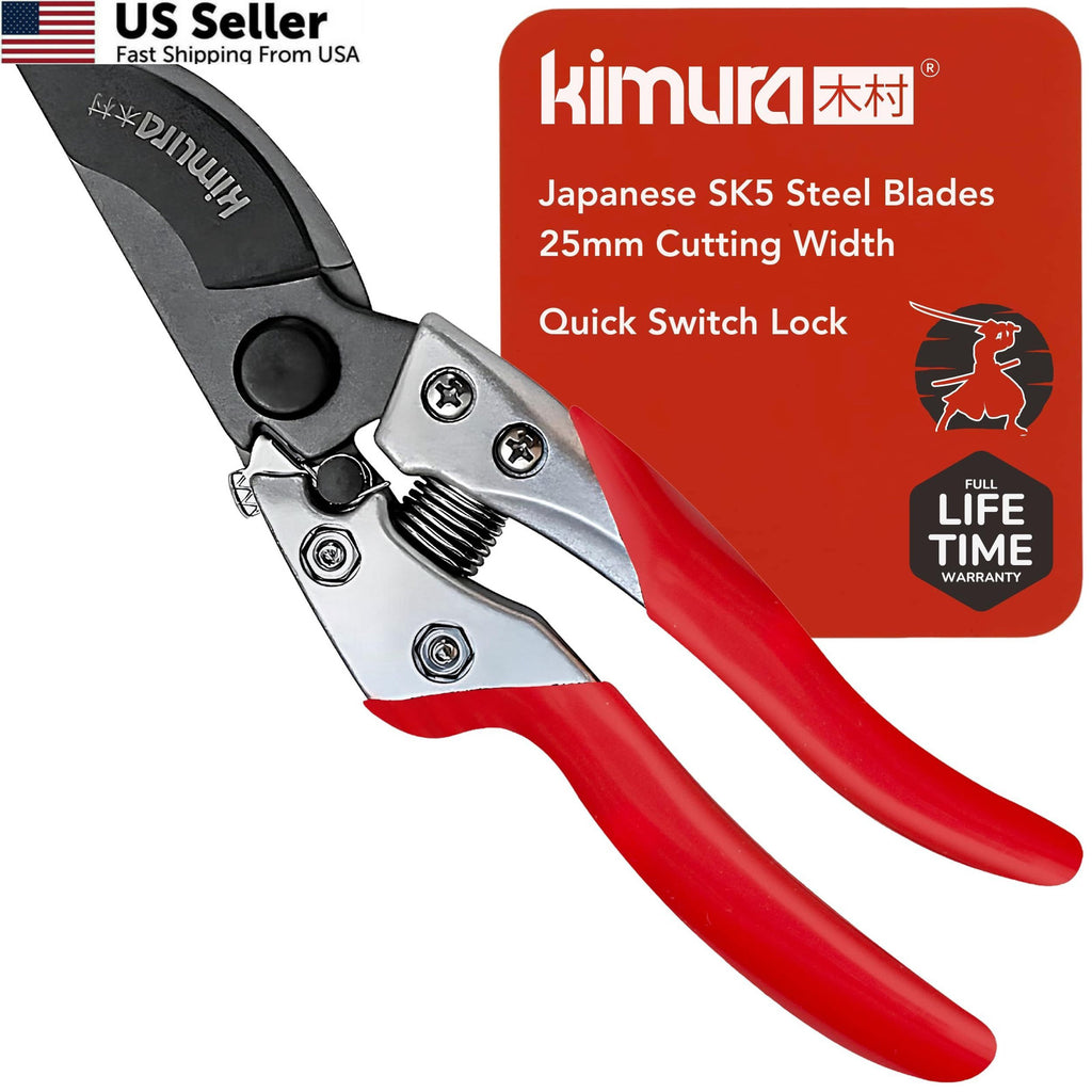 Heavy Duty Pruning Shears - 8 Inch Japanese SK5 Steel Garden Clippers