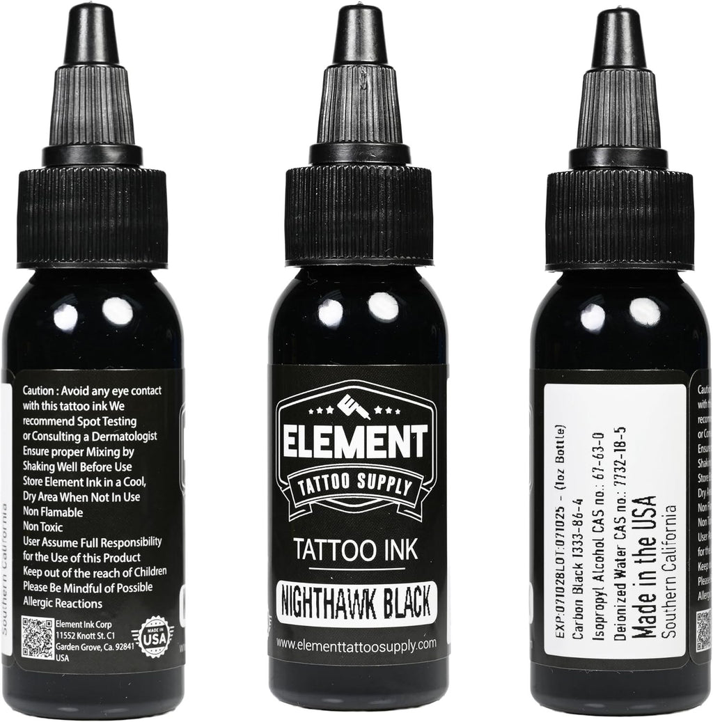Nighthawk 1oz Black Tattoo Ink for Clean Lines & Shading