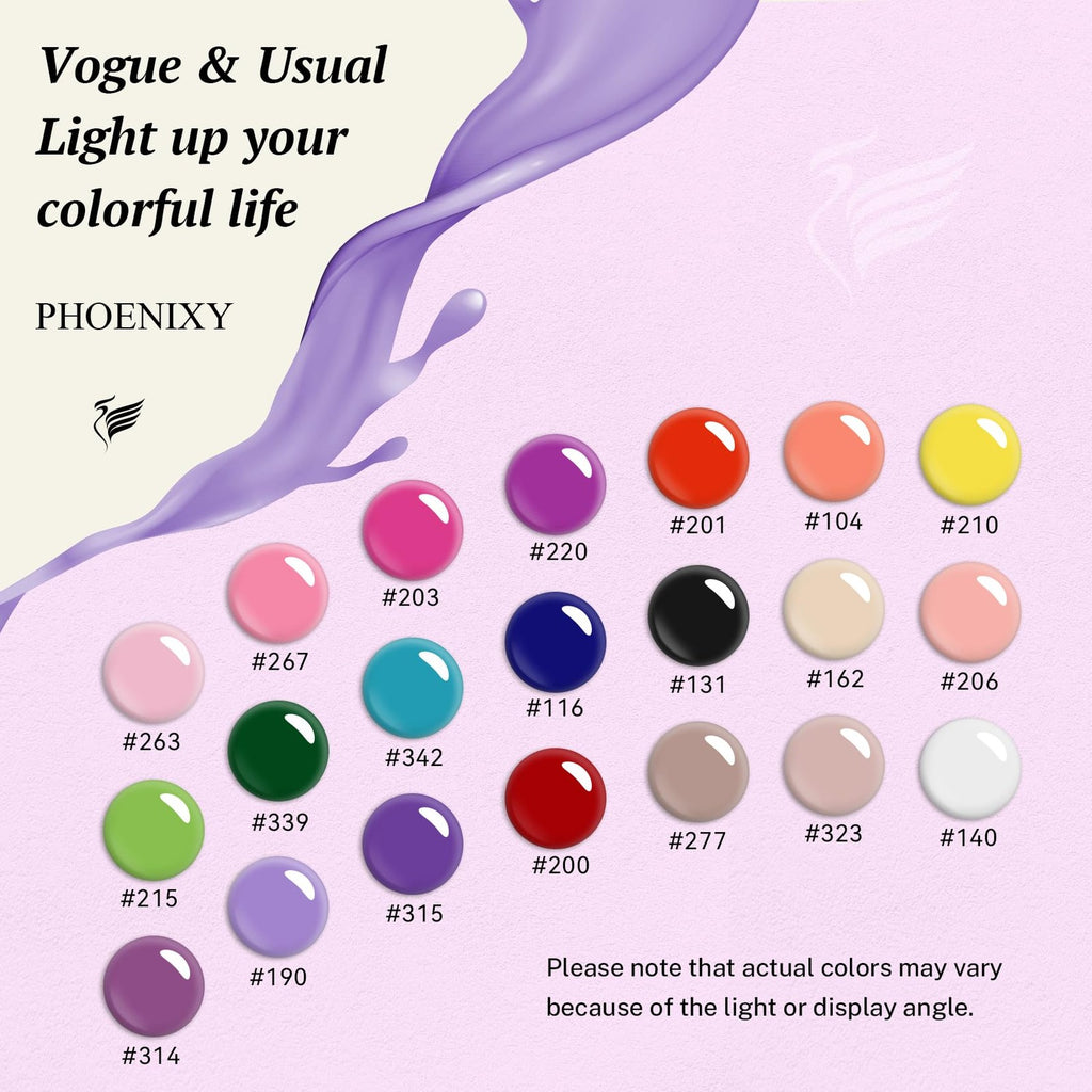 24-Piece Gel Nail Polish Set with Base, Glossy & Matte Top Coat - Purple Colors