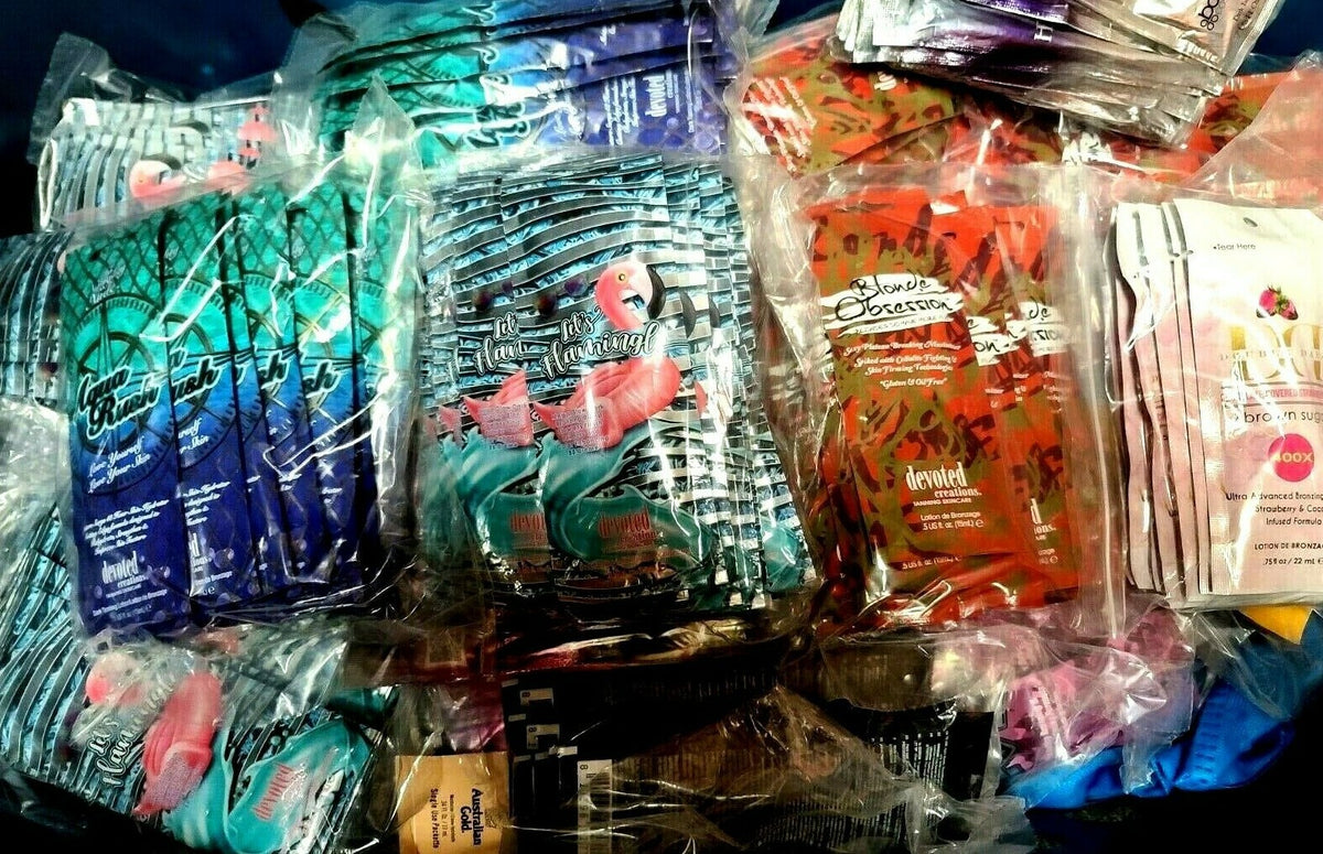 20 High-End Indoor Tanning Lotion Packets - Sample Lot of Salon-Quality Tanning Lotions