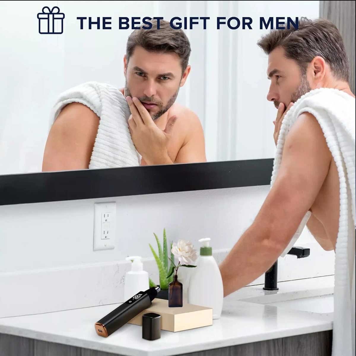 Men's Nose and Ear Hair Trimmer - Rechargeable Waterproof Grooming Device