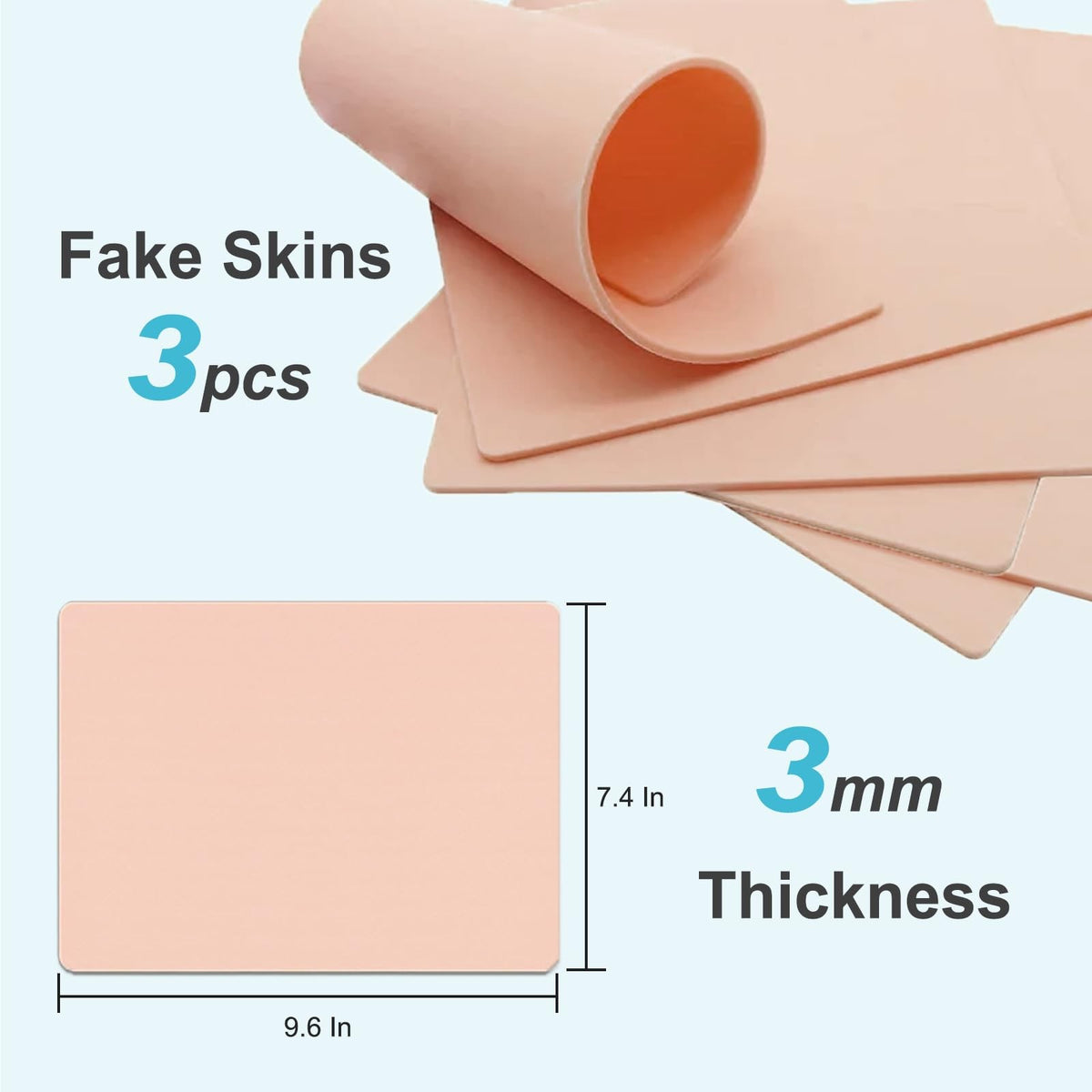 Tattoo Practice Skin 3mm Double-Sided Silicone 3-Pack