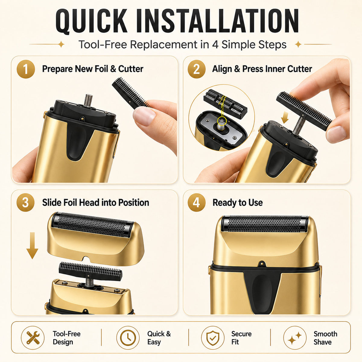 Replacement Foil & Cutter Set for Metal Single Shaver - Pack Variants