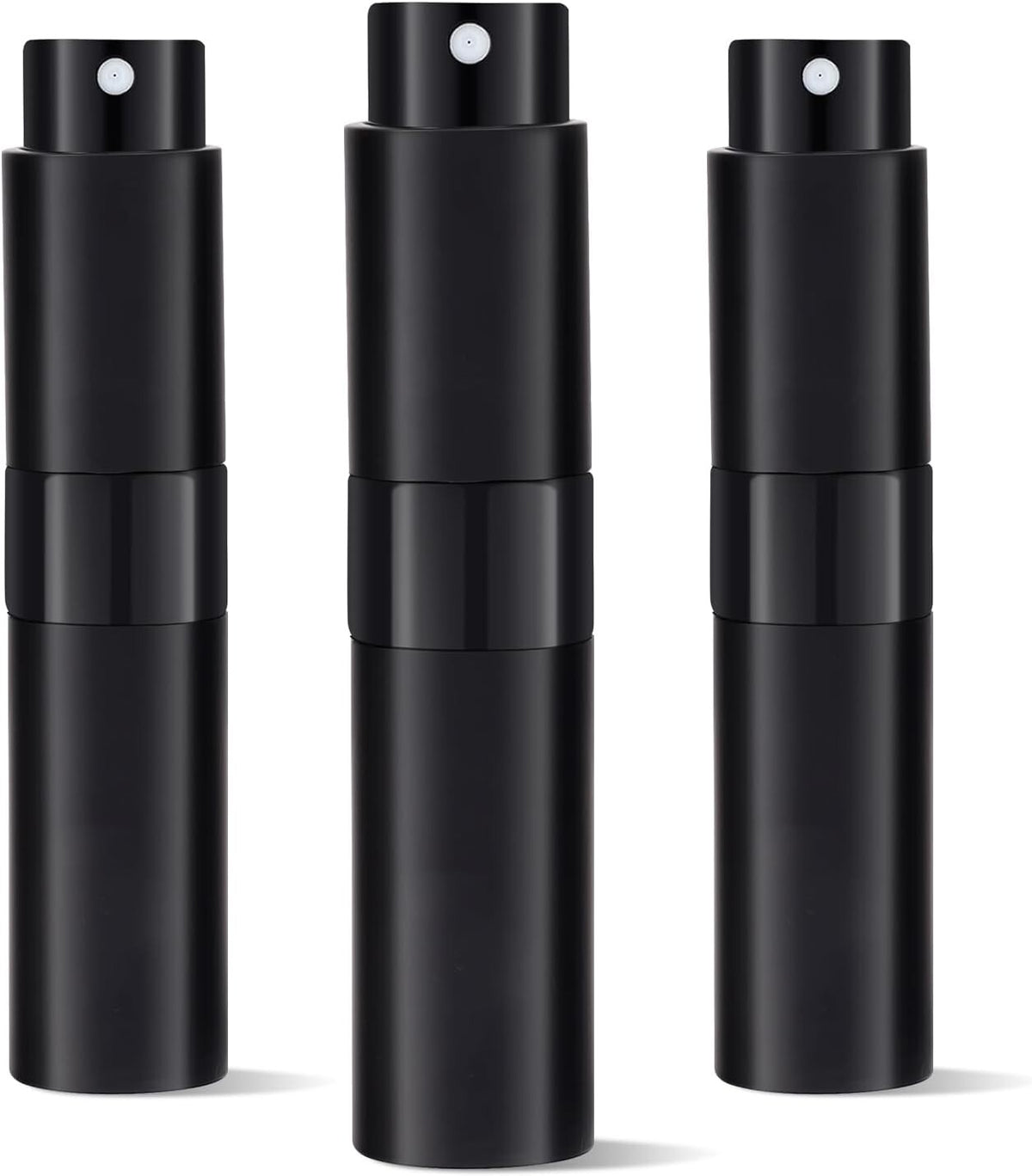 Refillable Travel Perfume Atomizer Set - 8ml Spray Bottles for On-the-Go, Black, 2 or 3 Pack