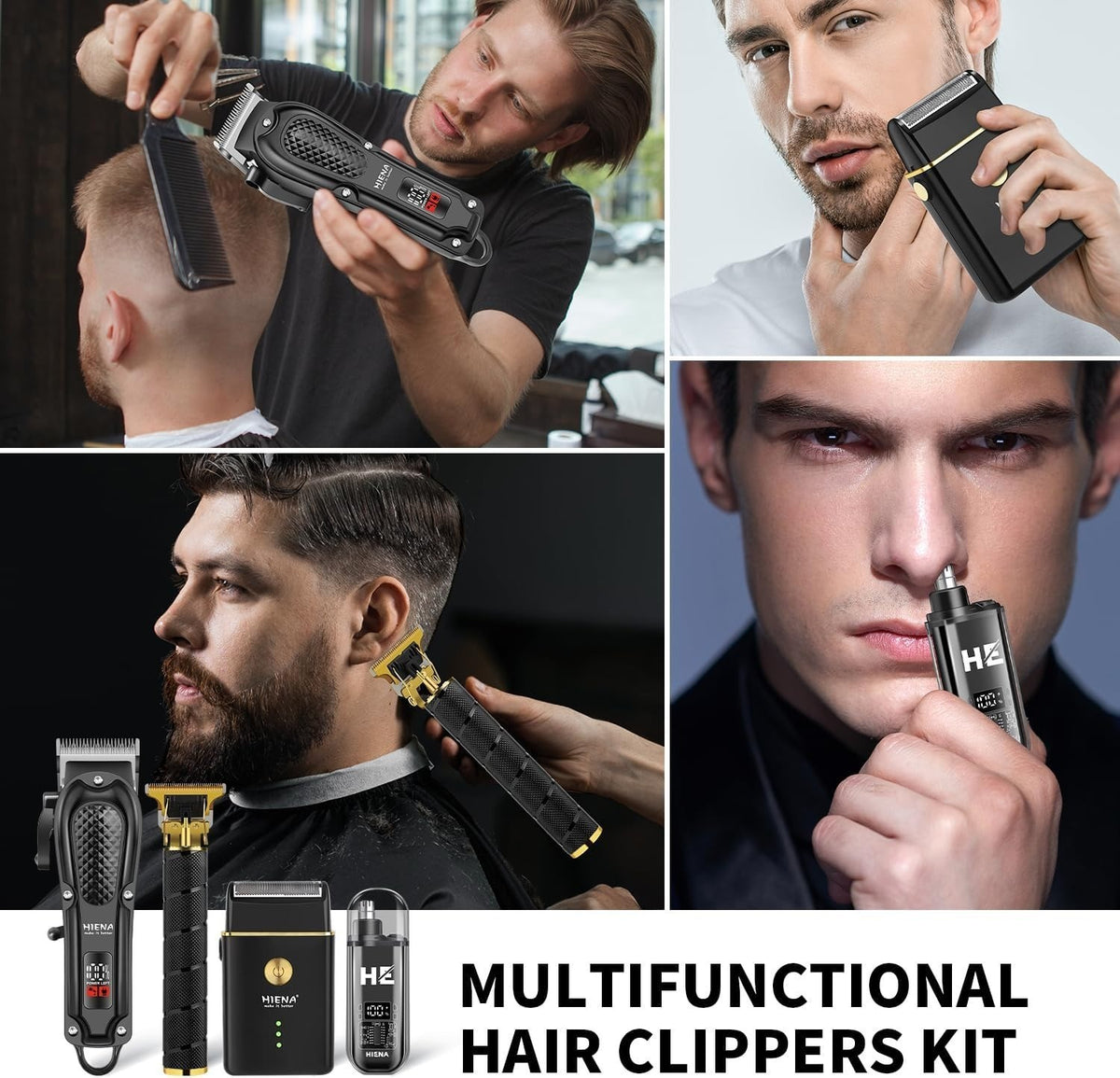 Professional Hair Clipper Set for Men with Beard Trimmer & Accessories