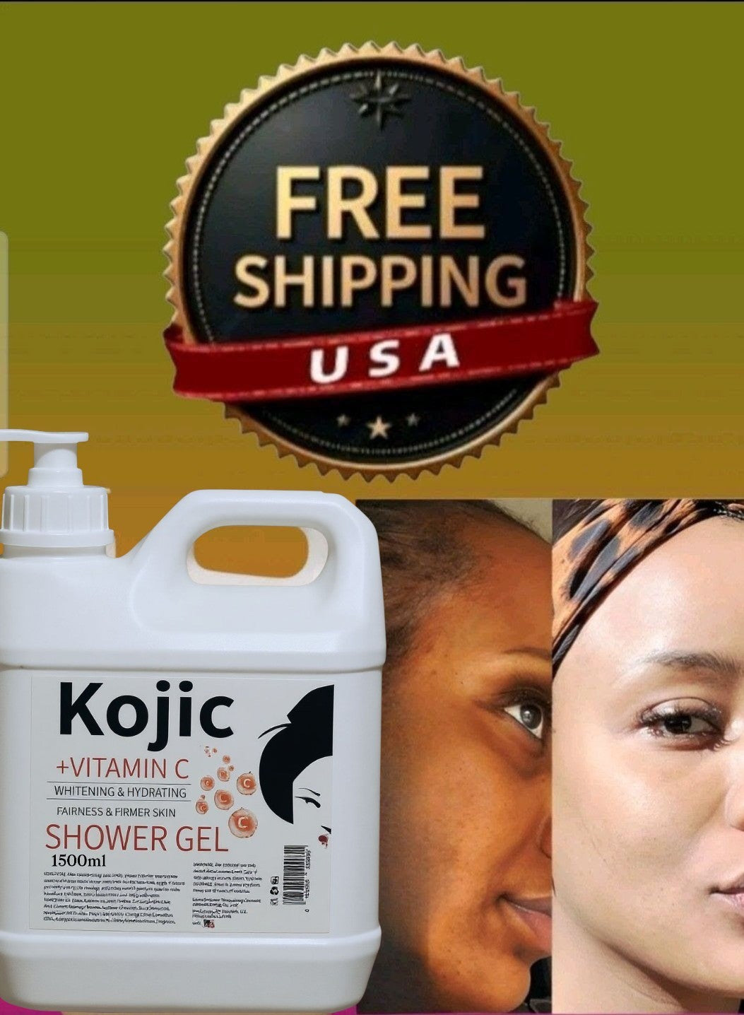 Kojic Acid Skin Lightening Shower Gel 1500ml Brightening Body Wash