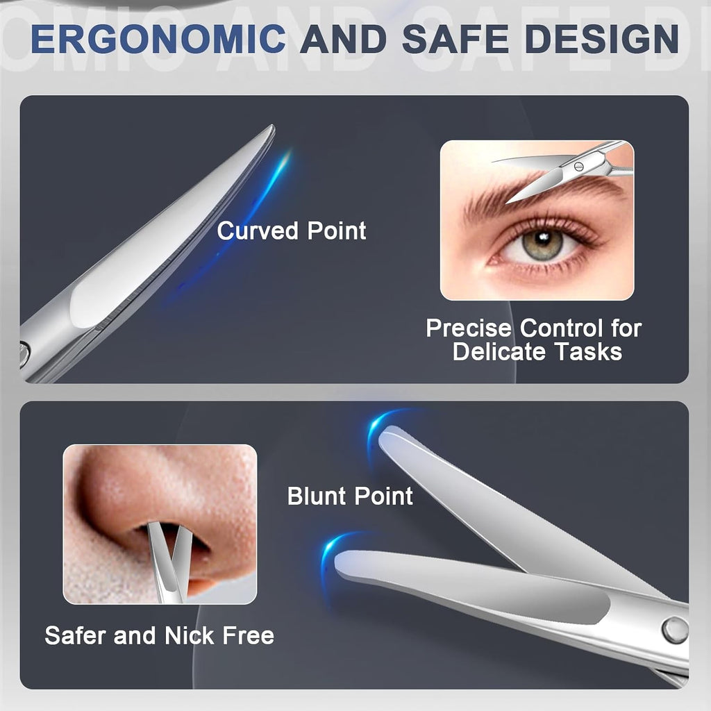 Stainless Steel Eyebrow & Nose Hair Scissors Set - Small Grooming Tools