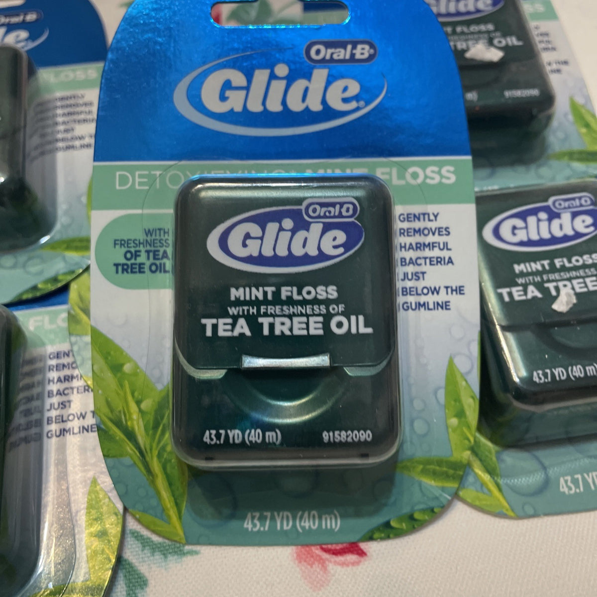 Dental Floss with Tea Tree Oil and Mint - 6 Pack, Shred-Resistant, Easy-Glide
