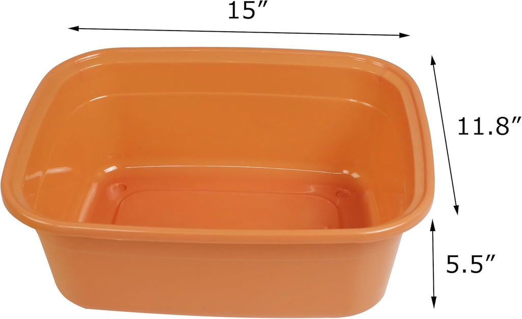 14 Quart Plastic Non-Slip Dish Basin Pan Set - Heavy Duty Kitchen Containers
