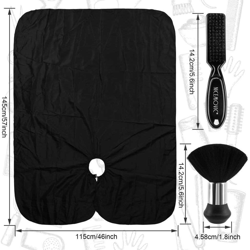 Hair Cutting Cape with Neck Duster Brush - Professional Barber & Salon Accessory