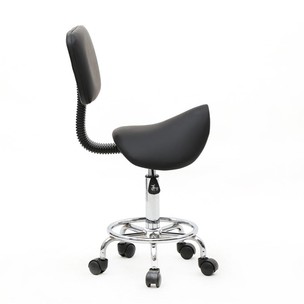 PU Leather Adjustable Rolling Stool with Backrest and 360° Swivel