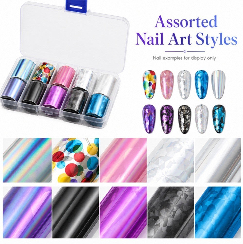 Holographic Nail Foil Transfer Stickers Star Sky Glitter Nail Art Decor Set