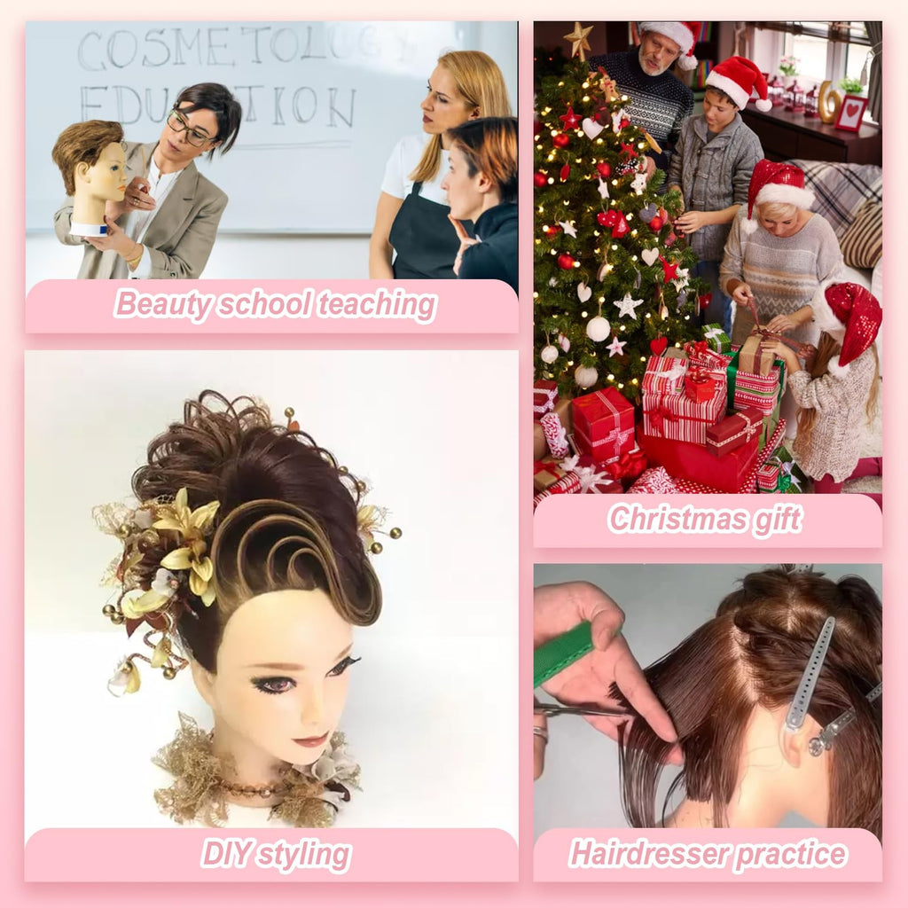 Mannequin Head with 80% Human Hair for Cosmetology Practice - 26-28 Inch