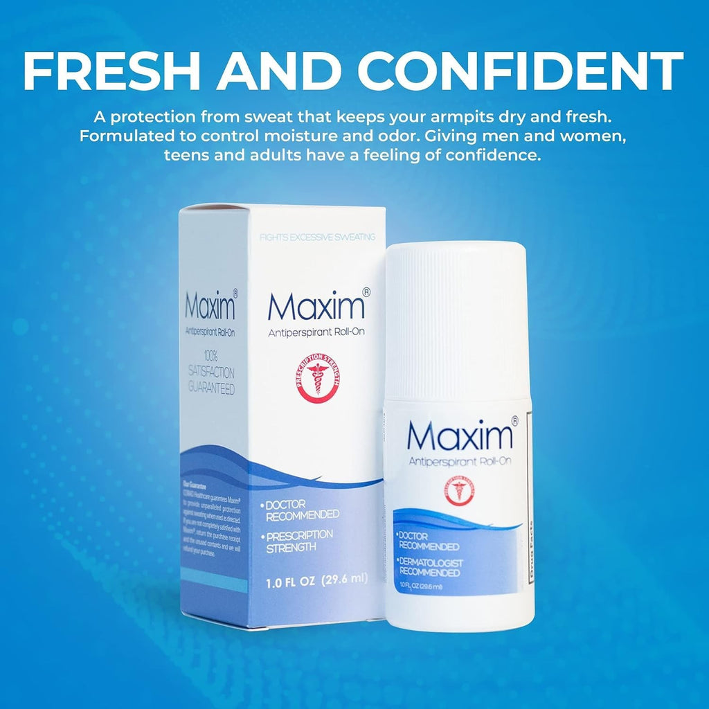 Maxim Clinical Strength Antiperspirant for Hyperhidrosis - Long-Lasting Sweat Control, 1 Fl Oz