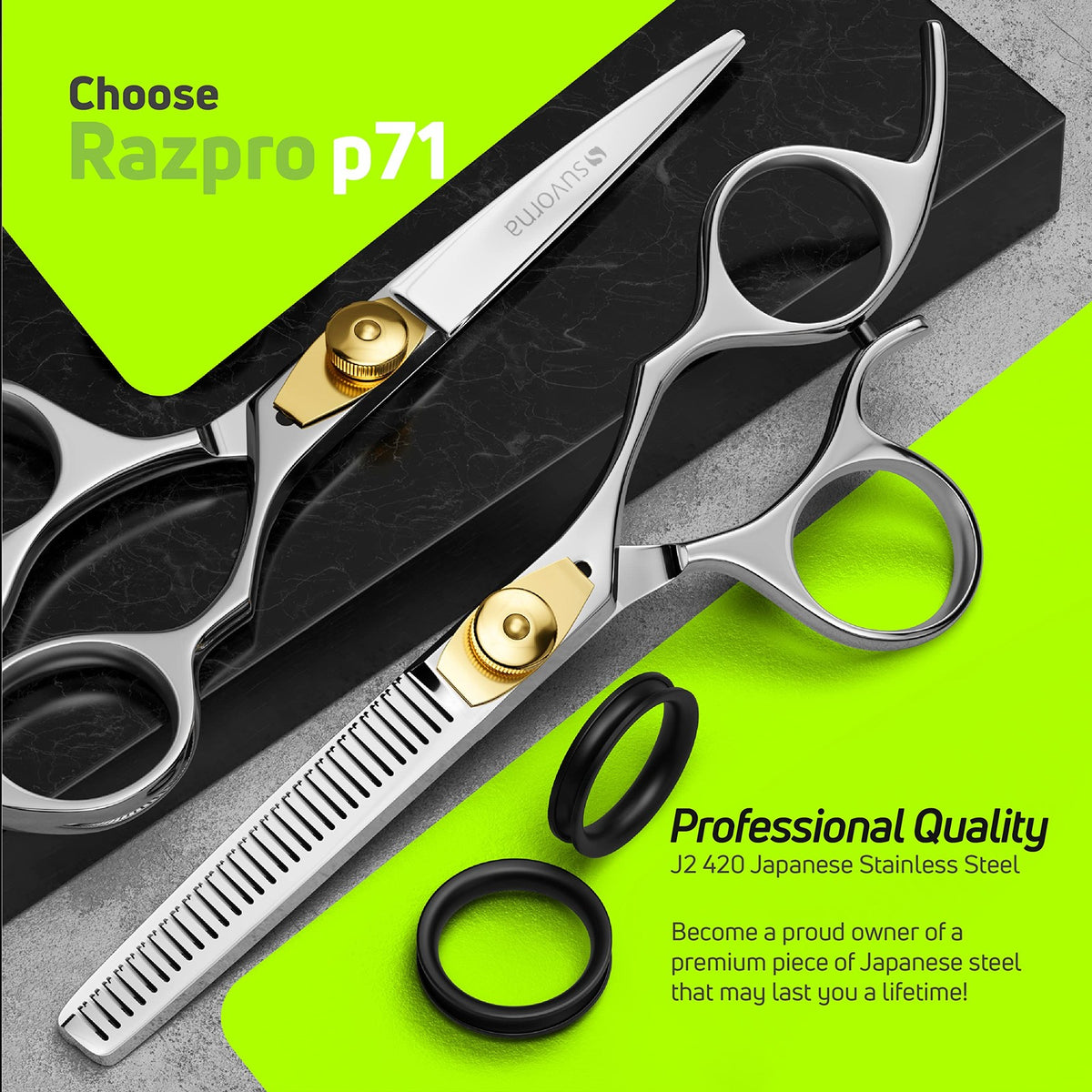 Professional Hair Cutting Scissors and Thinning Shears Set - 6 Inch Barber Shears with Japanese Steel