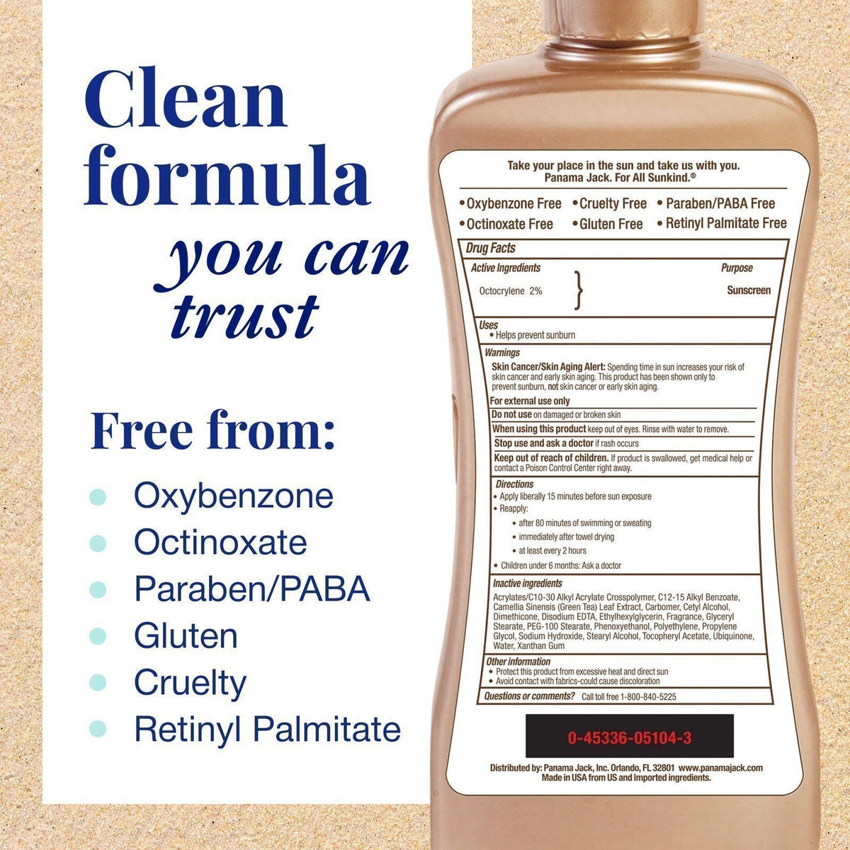 Sunscreen Tanning Lotion SPF 4 - Cruelty-Free, Paraben & Gluten Free, Water-Resistant