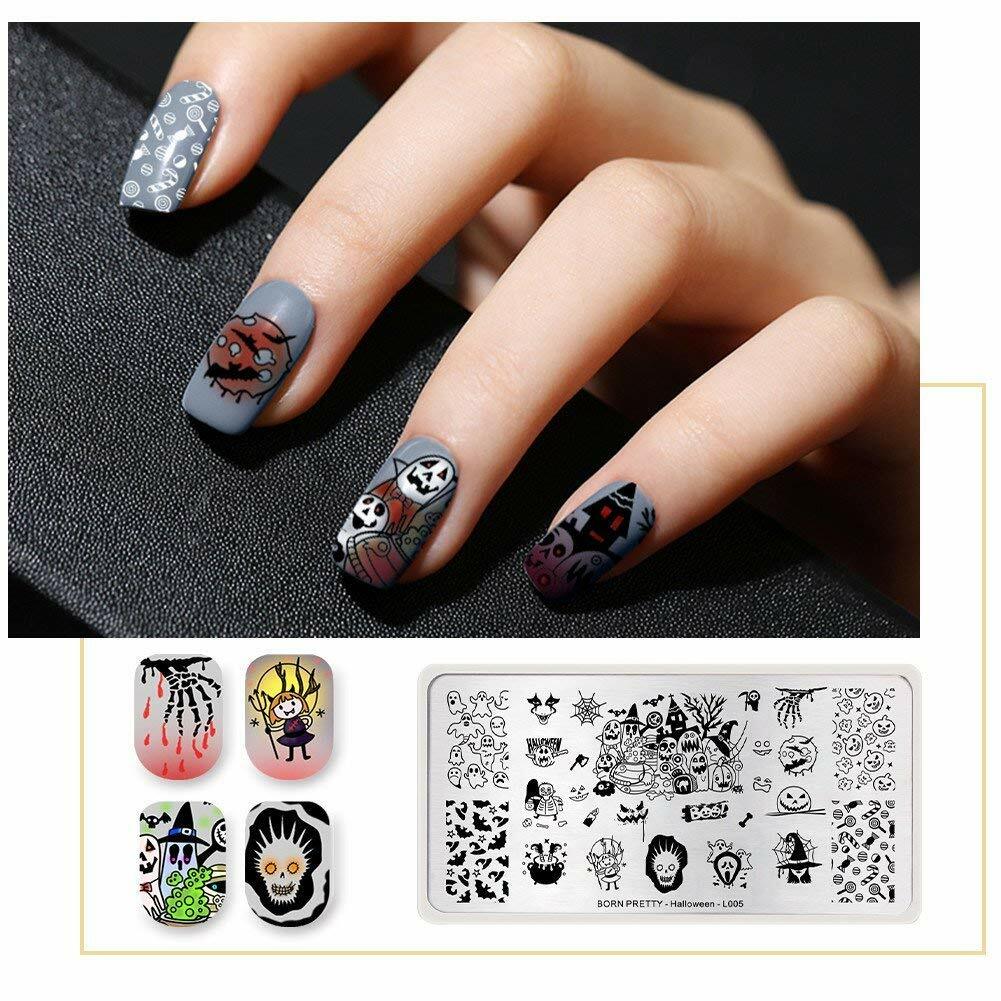 Halloween Nail Art Template Pumpkin Witch Candy Image Nail Stamping Plate