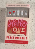 Hello Love Press On Short Square Shiny Fake Nail Set - Don’t Go Fakin’ My Heart ❤️