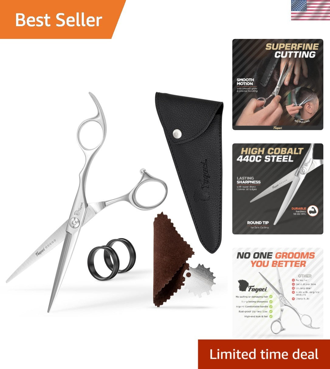 6-Inch Ergonomic Hair Cutting Shears - Precision 440C Steel Scissors for Hair Styling